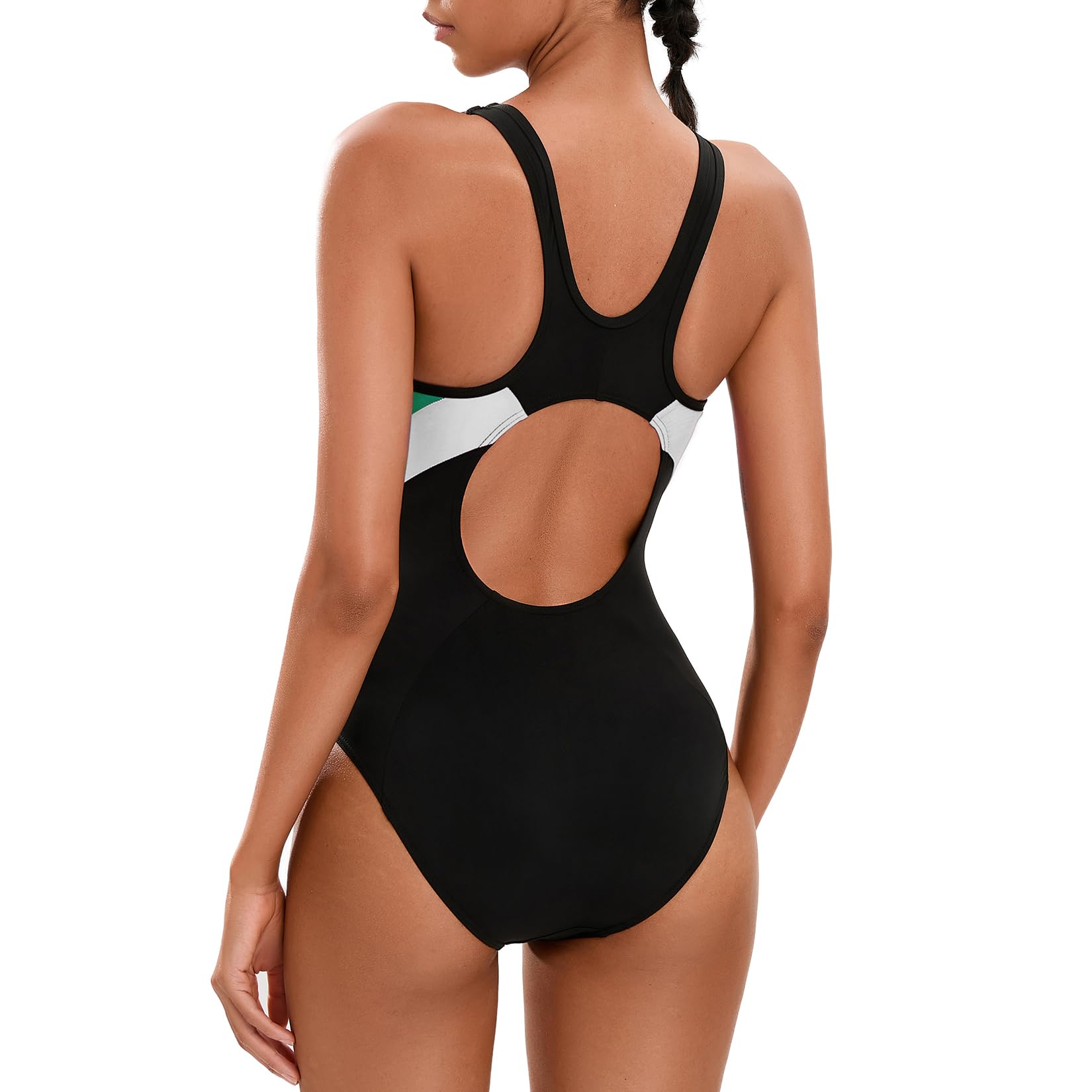 Veranobreeze Costume da Bagno da Donna Costume da Bagno di Un Pezzo Nero Atletico Costume da Bagno Modesto