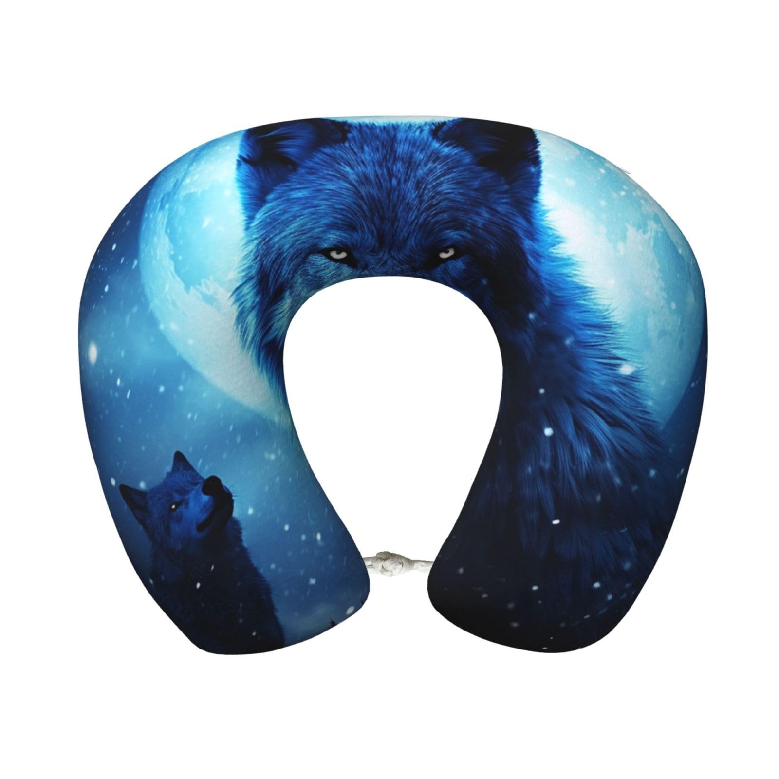 peiyeety Wolfs Travel Pillow Memory Foam - Comfortable U Shape Neck Pillows for Sleeping, Neck and Head Support Portable Airplane Pillow Adjustable Flight Pillow, Washable Cover