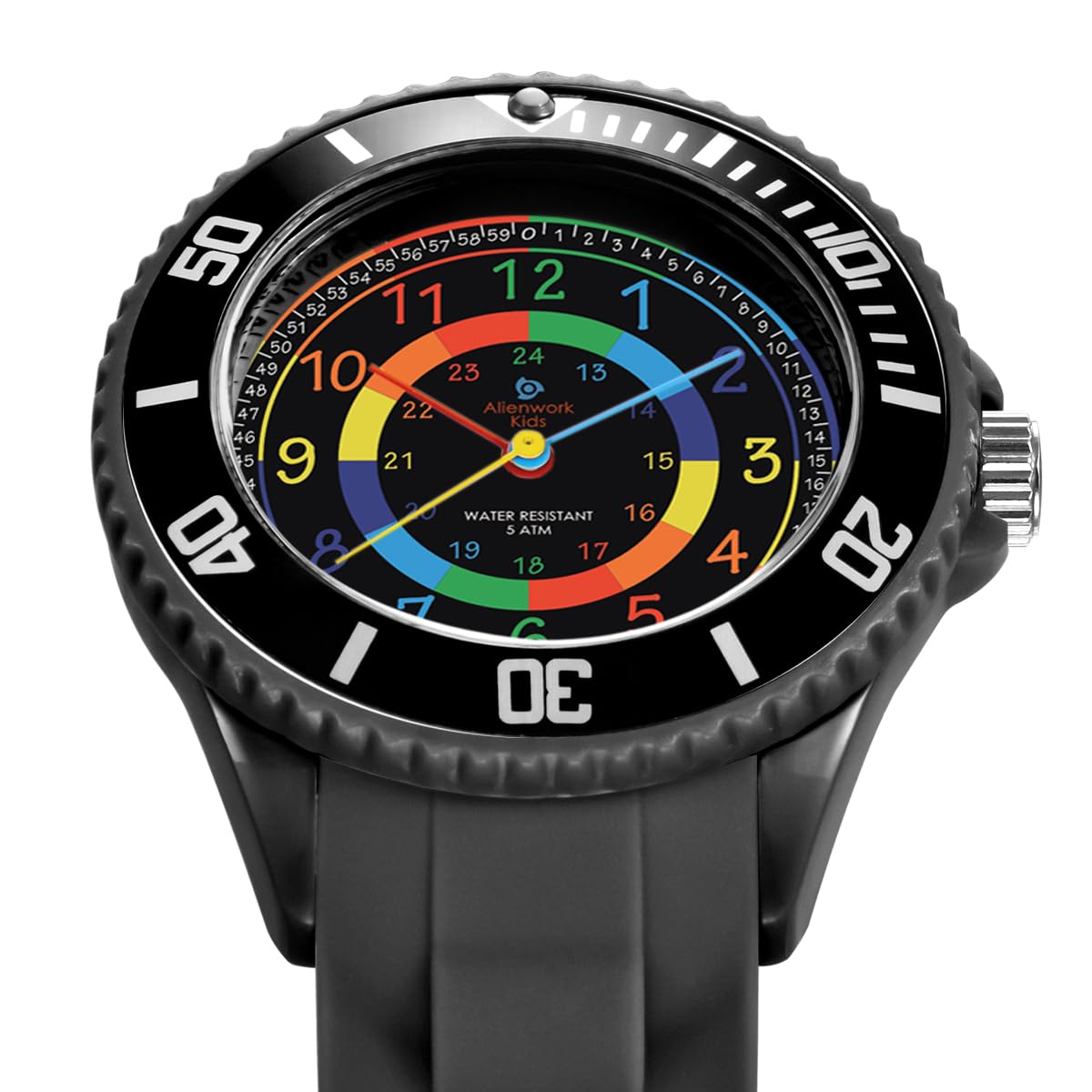 Alienwork Kids Orologio di Apprendimento Bambini Ragazzi Ragazze Tempo di Apprendimento Impermeabile 5 ATM