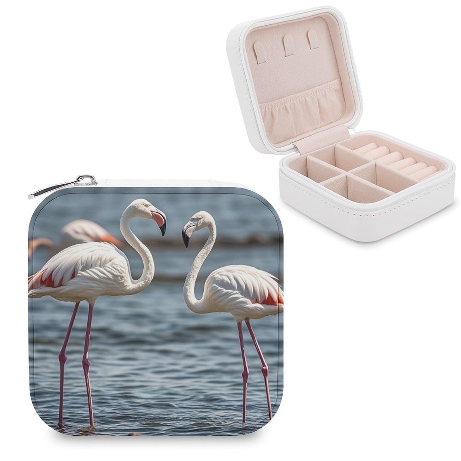 LZQPOEAS Animal Flamingo Jewelry Box Mini Jewelry Travel Case Trendy Stuff Ring Box Custom PU Leather Jewelry Boxes Portable Jewelry Case Earring Storage Organizer for Girls Women