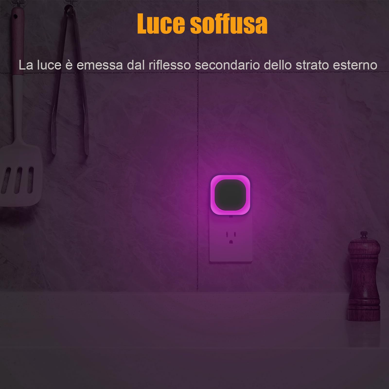 YUNLEX Presa di Luce Notturna con Sensore Crepuscolare, Luce Notturna Bambini 3 livelli di luminosità regolabile per Camera dei Bambini, Bagno, Corridoio, Cucina, Scale (Rosa)