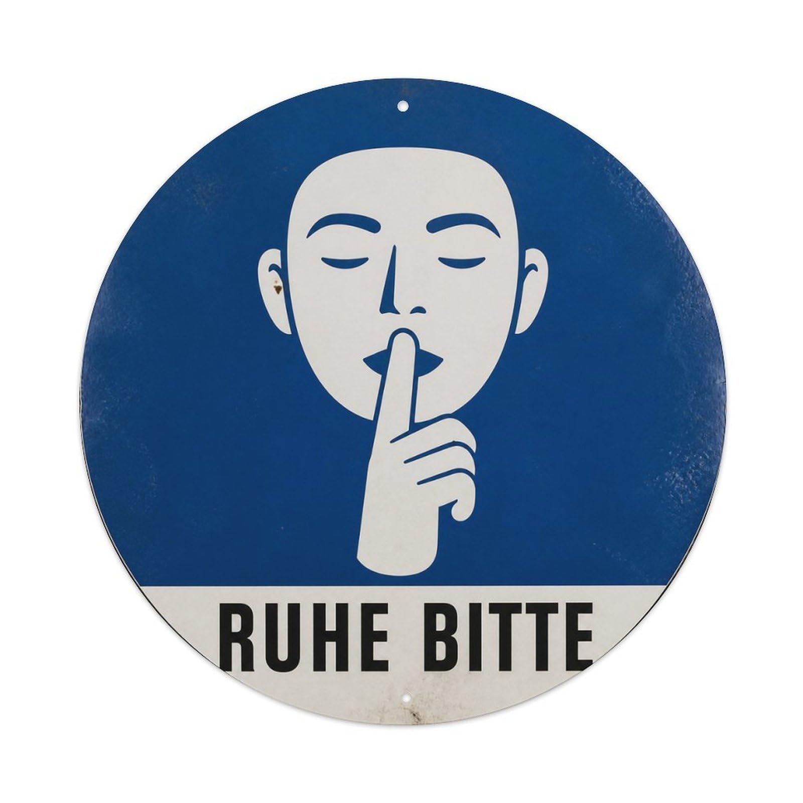 Olyhtr 8X8inch Classic Style Silence Please Humor Notice German Retro Typography Metal Tin Sign