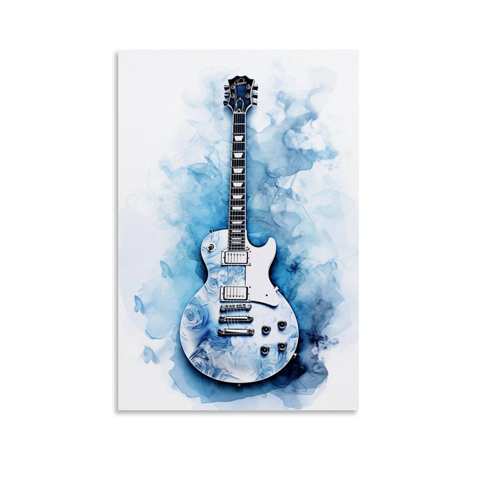 FYFMUSHE Country Guitar Wall Art for Living Room Watercolor Guitar Music Paintings on Canvas Wall Art Poster for Home Decorations Wall Decor