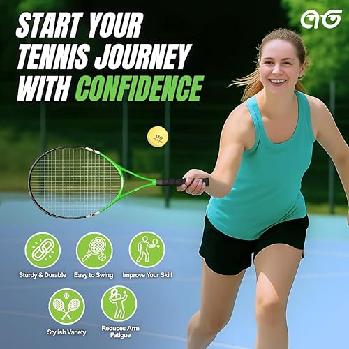 Miniatura 2 de Juego de raquetas de tenis para adolescentes, raquetas de tenis de 27 pulgadas para principiantes y jugadores jóvenes, raquetas ligeras con bolsa de