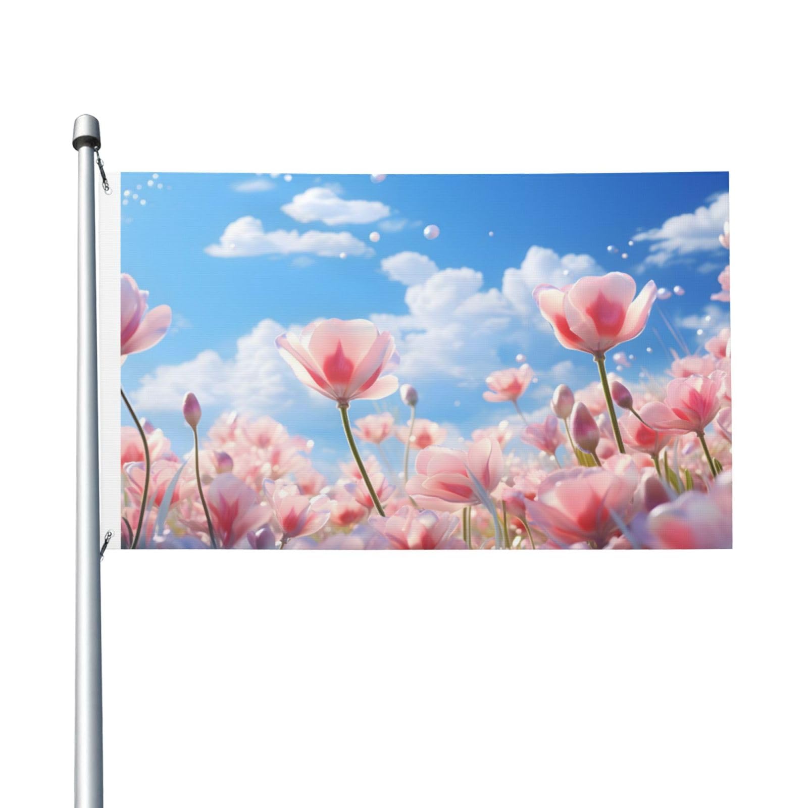 Mexpekil Tulip Fields Flower Pattern Flags 5ft X 3ft with Eyelets Double Sided Festival Flag Outdoor Decorative Banner for World Cup Football, Street, Party, Holiday, Home