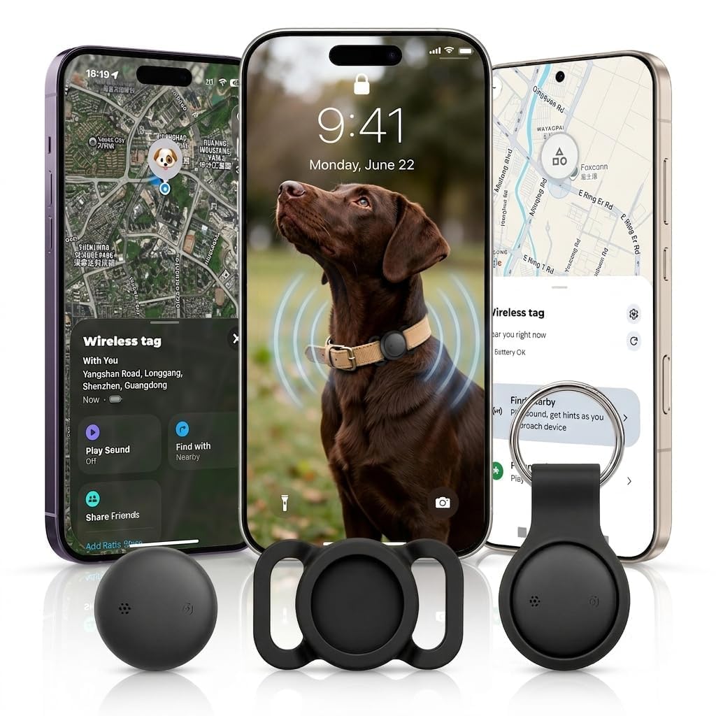 Hund Katze Tracker(iOS/Android) - SmartTag Tracker Ohne ABO mit Schutzhülle