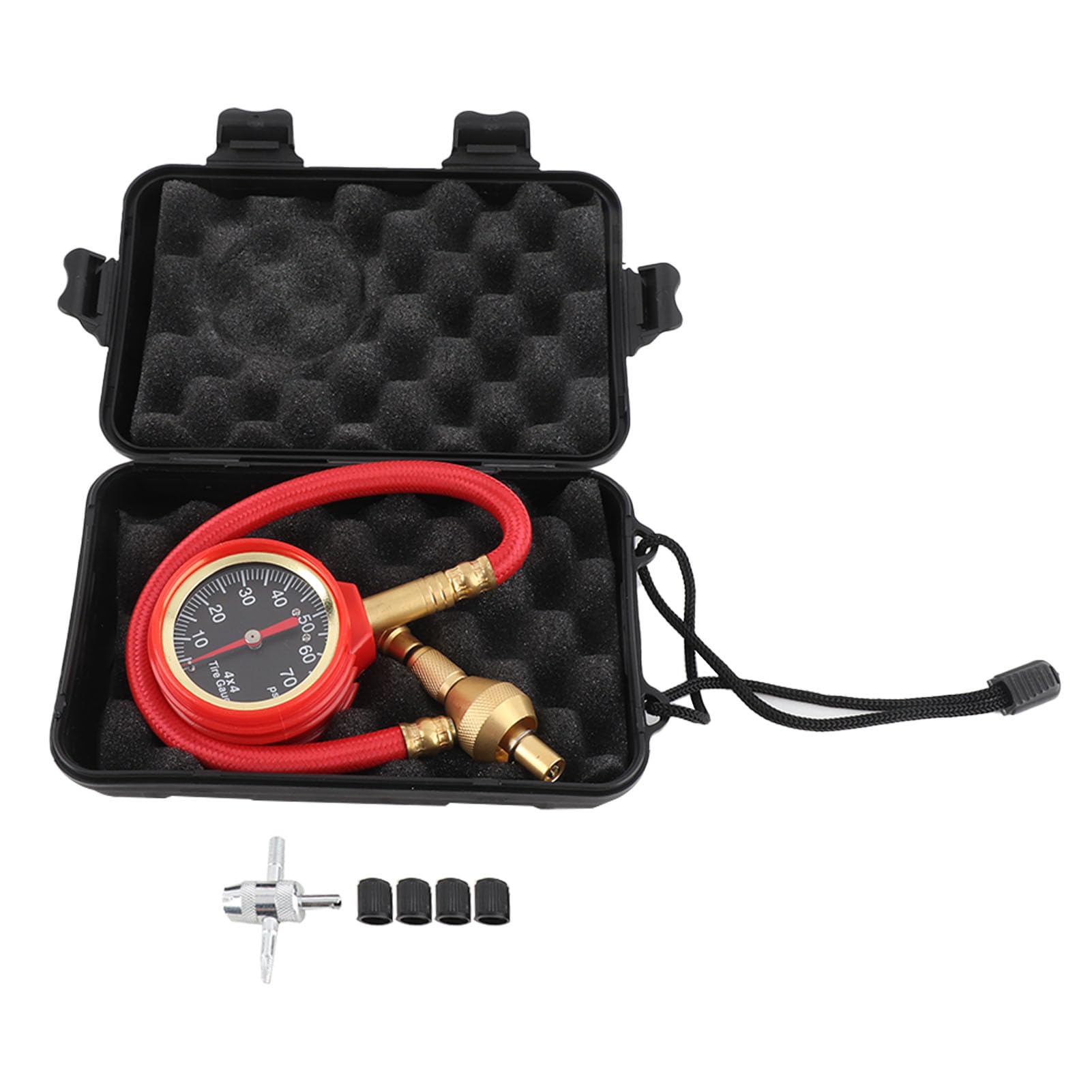 Kit Dégonfleur Pneus Rapide Avec Manomètre - 0-70 PSI, Robinet 4 Voies, Pour 4x4, Camions, Gros Pneus Tout-Terrain
