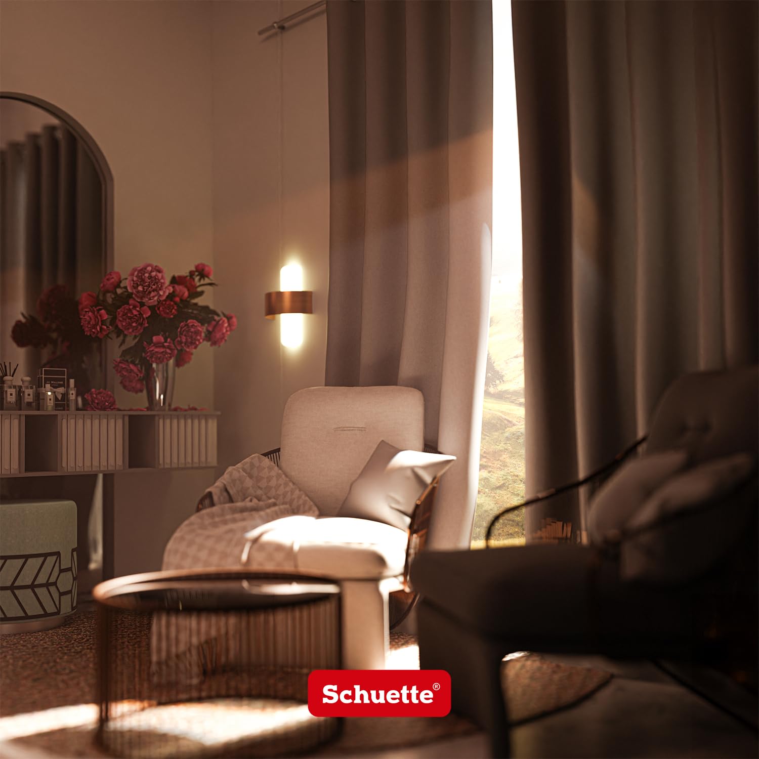Schuette® Verdunklungsvorhang mit Ösen ● Century Black: Firre Dance (Rot) ● 230x130cm Höhe x Breite (1 Stück) ● Blackout Vorhang Verdunkelung Knitterfrei Pflegeleicht Gardine Thermo Blickdicht