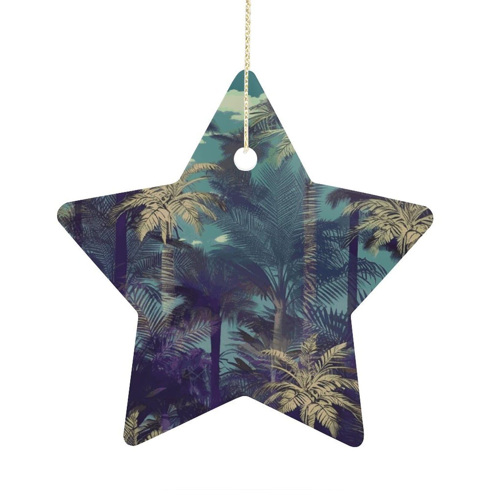 Fodpand Women's Style Fantasy Palm Tree Jungle Ornament With String, Keepsake Hanging Decorations,Ceramic Ornaments For Men Indoor Home Holiday Party Gifts