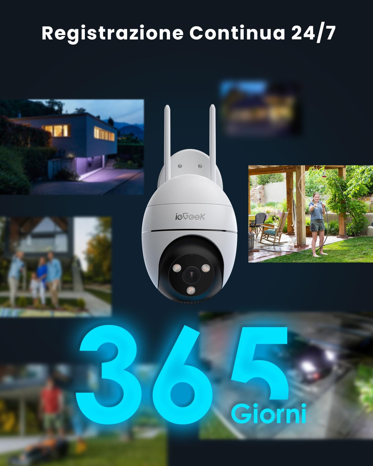 ieGeek Telecamera Wi-Fi Esterno 5MP 360°PTZ, WiFi 2,4/5 GHz | Visione Notturna a Colori 15m Videocamera Sorveglianza WiFi,Rilevamento Umano PIR e Allarme Sonoro e Luminoso, Alexa ZS-QG4