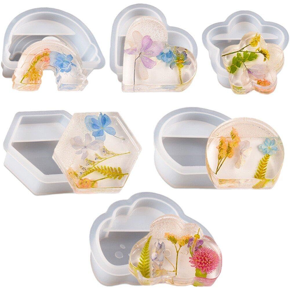 Sanfly As Shown 6Pcs Business Card Holder Molds Silicone Casting Mold Card Display Stand Silicone Mold Card Storage Epoxy Resin Mold For Diy Crafts Home Decoration