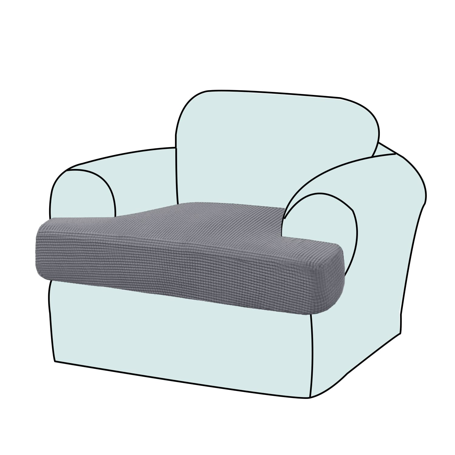 GAMUKAI 1PC Stretch T Cushion Sofa Slipcovers Individually Armchair Sofa Cushion Covers for 1 Cushion Chair Couch Seat Cushion Covers (Light Grey, 1)