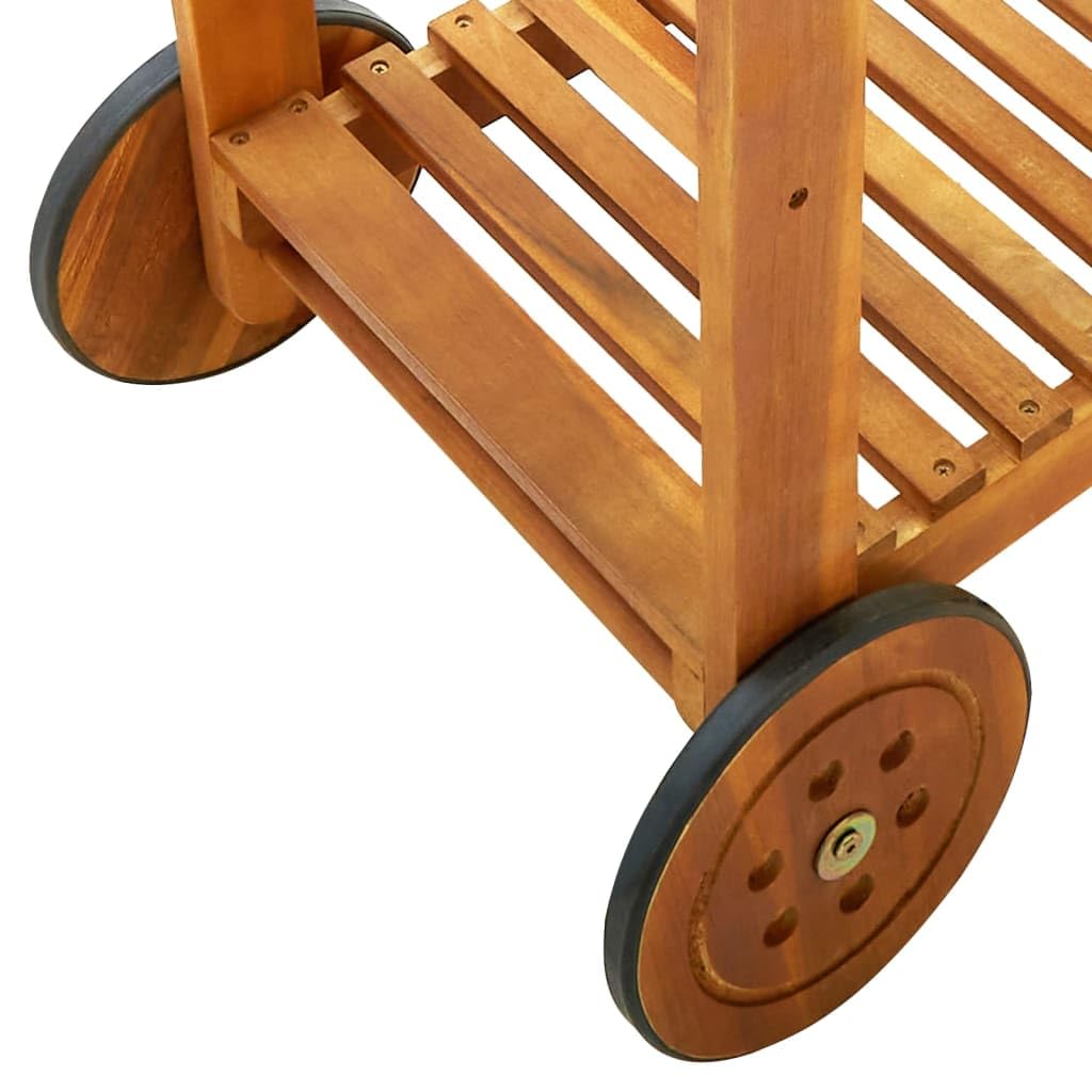 vidaXL Carrito de Cocina Jardín Mesita Ruedas Madera Acacia Maciza