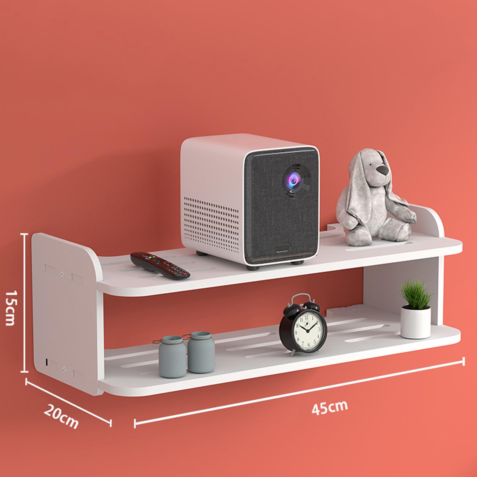 Wandmontiertes Multi-Shelf-Rack, Konsolen-Wandstütze, TV-Wandregal, TV-Wandhalterung mit Regal, Router-Halterung für Mehrzweckstützen, platzsparendes Design