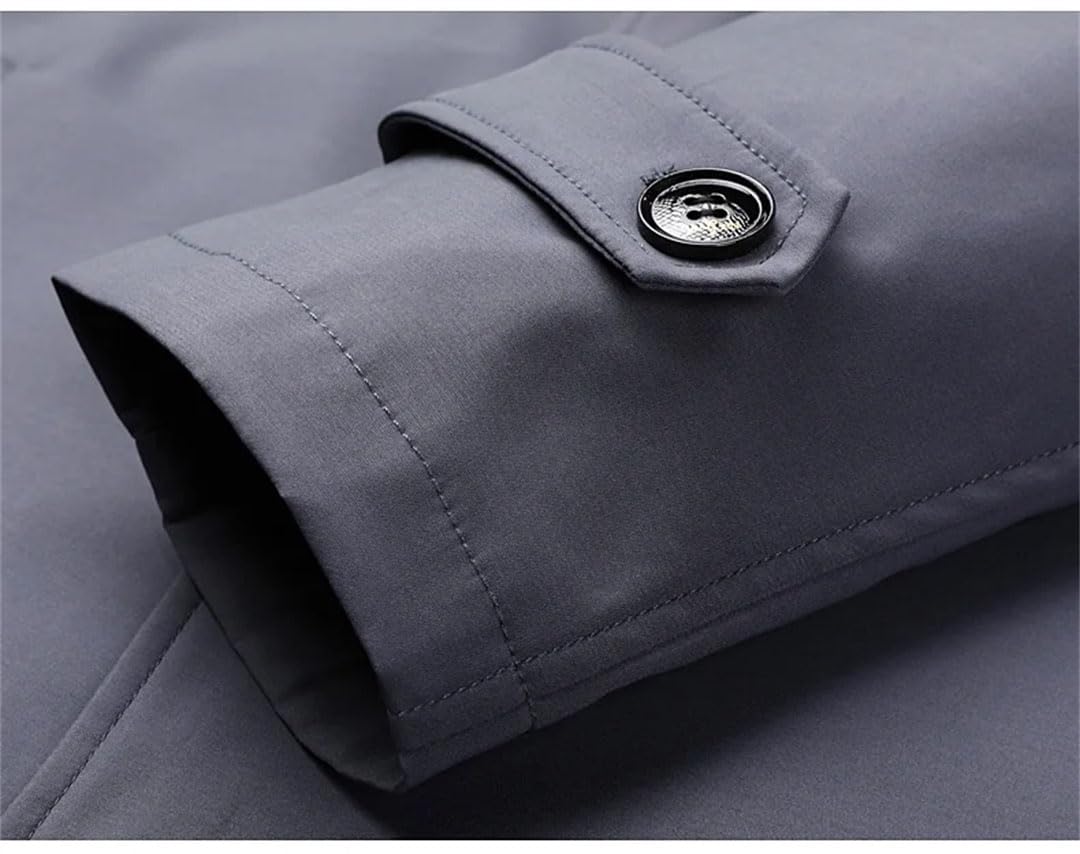 Uomini Risvolto Lungo Trenchcoat Solido Monopetto Capispalla Business Casual Giacca