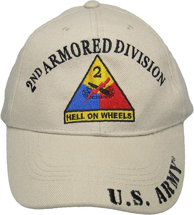 Flakita's Novelties United States 2nd Armored Division Hell on Wheels Shadow Khaki Cotton Adjustable Embroidered Cap Hat