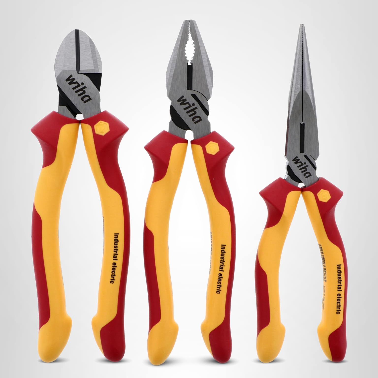 WAIHA∀.品 Wiha 32981 Insulated Industrial Pliers and Cutters Set, 3-Piece