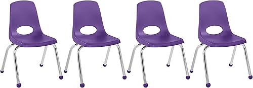 Factory Direct Partners Sillas apilables FDP, 14 pulgadas, color morado