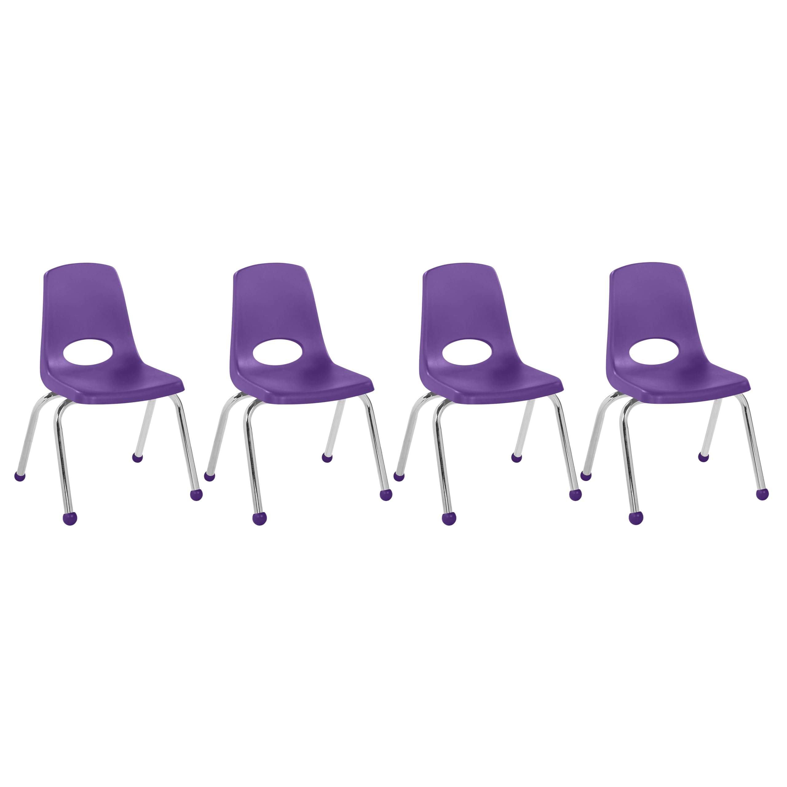 FDP 14" School Stack Chair with Ball Glides, Purple, 4-Pack, 10380-PU