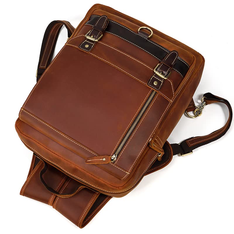 Vintage Leather Mens 15 Inch Laptop Bag, Leather Mens Backpack, Briefcase Travel Bag3