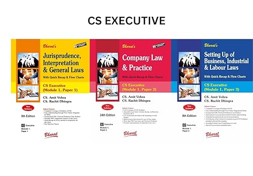 Combo 3 For CS-Executive Module-1, Paper-1,2,3, Jurisprudence, Interpretation &amp; General,Company Law &amp; Practice, Setting Up Of Business, Industrial &amp; Labour Laws - 8th Edition 2023 [Paperback] CS AMIT VOHRA and CS RACHIT DHINGRA