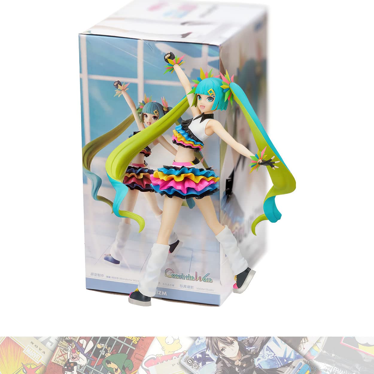 SEGA Hatsun e M i k u [Catch The Wave]: 25cm Project Diva MEGA39's Figurizm Statue Figurine Bundled with 1 A.C.G. Compatible Theme Trading Card (0195630)