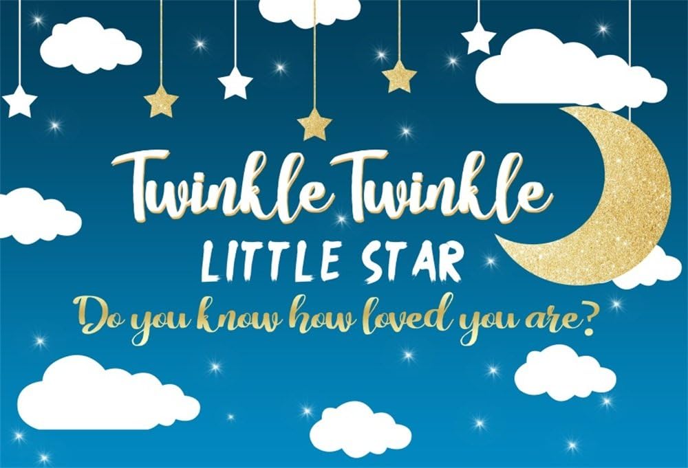 OFILA Twinkle Twinkle Little Stars Backdrop 8x6.5ft Newborn Baby Photography Baby Shower Party Background Kids Birthday Photos Interior Decoration Preschool Children's Day Event Shoots Studio Props