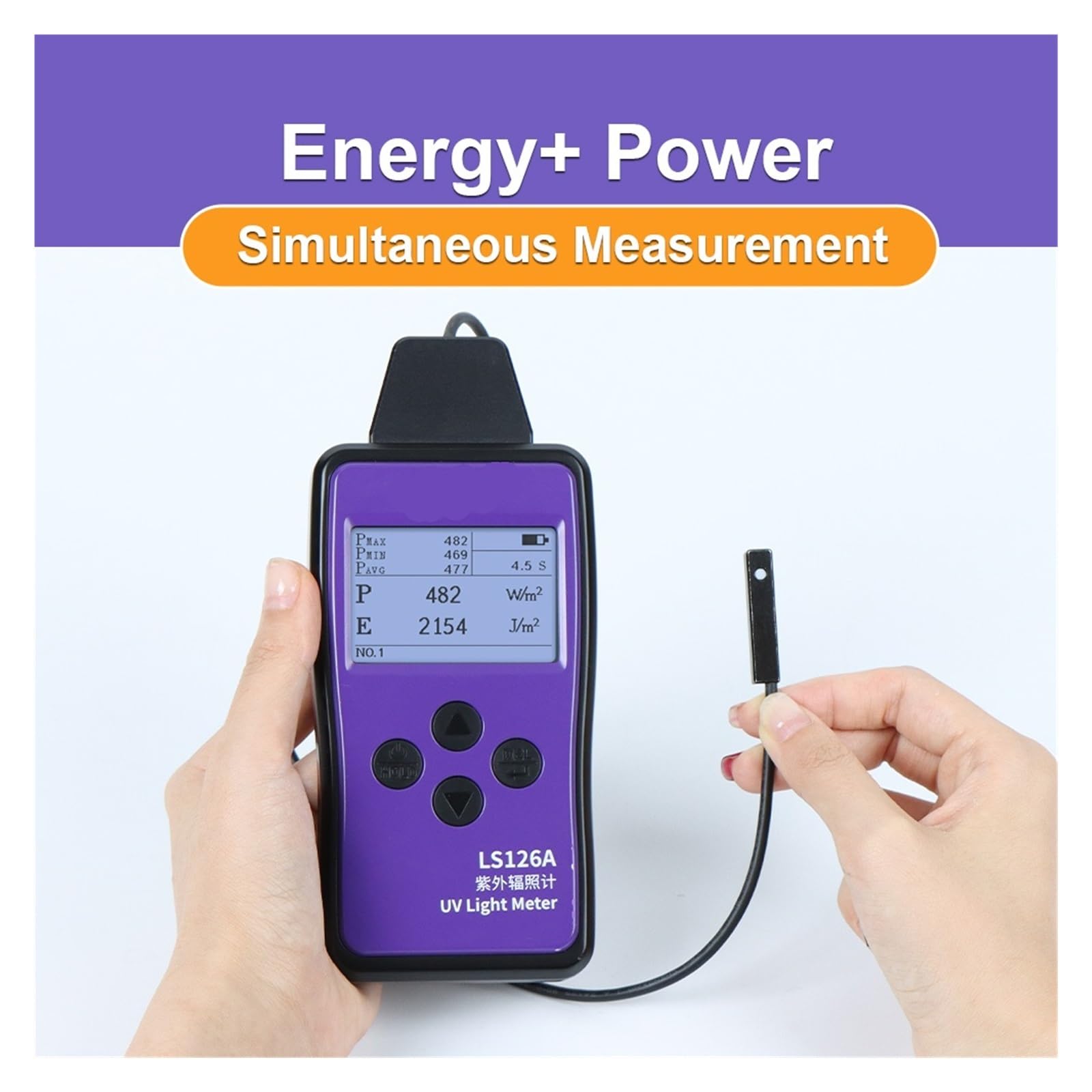 Tester UV Radiometro Misuratore di luce ultravioletta Sorgenti luminose a LED UVA Dimensioni ultra ridotte Misura energia, potenza e temperatura LS126A Ottico da laboratorio