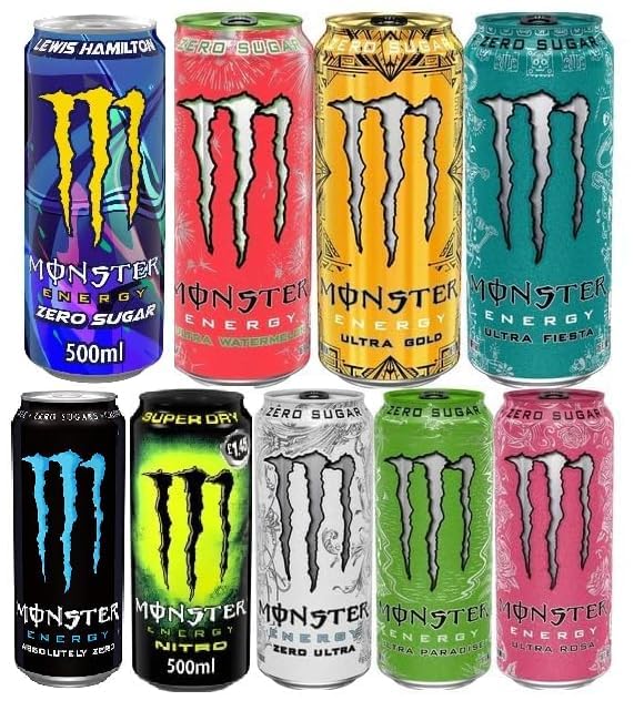Monsters Energy Drink Variety Pack, Zero Sugar and Regular, 500ml Cans, 9 Flavours (UK)