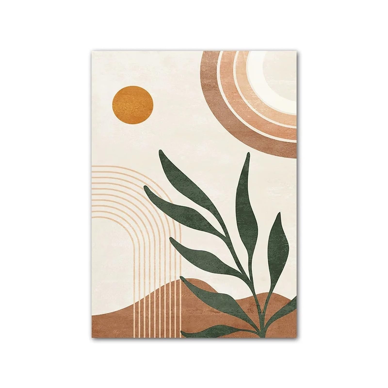 Graiting A 1Pc Plant Leaves Sun Line Geometry Boho Bstract Gallery Wall Rt Posters Nd Painting For Living Room Decor(,13X18 Cm No Framed)