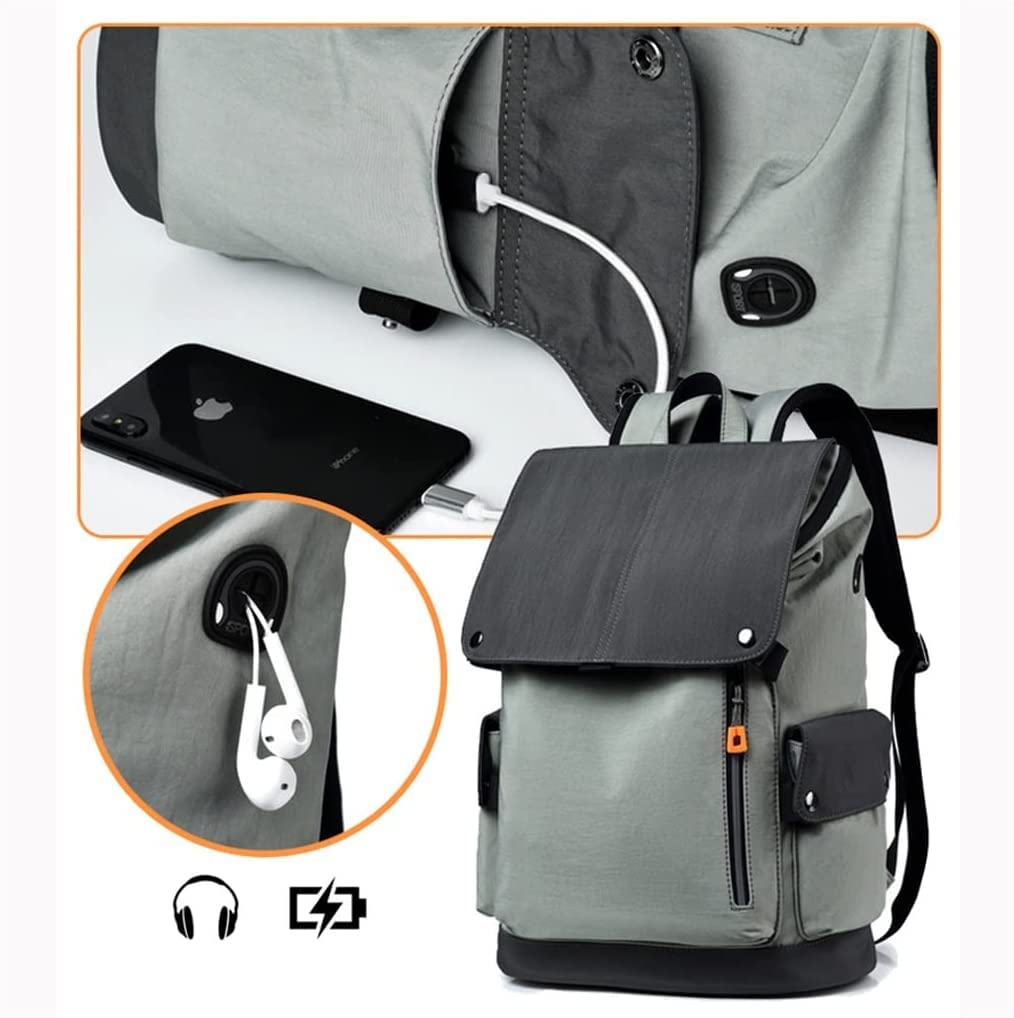 Mochilas De Cuero De 14 Pulgadas Mochilas Impermeables Para Computadora Portátil De Cuero Con Usb De Ciudad Mochila De Viaje Informal Para Estudiantes Mochila
