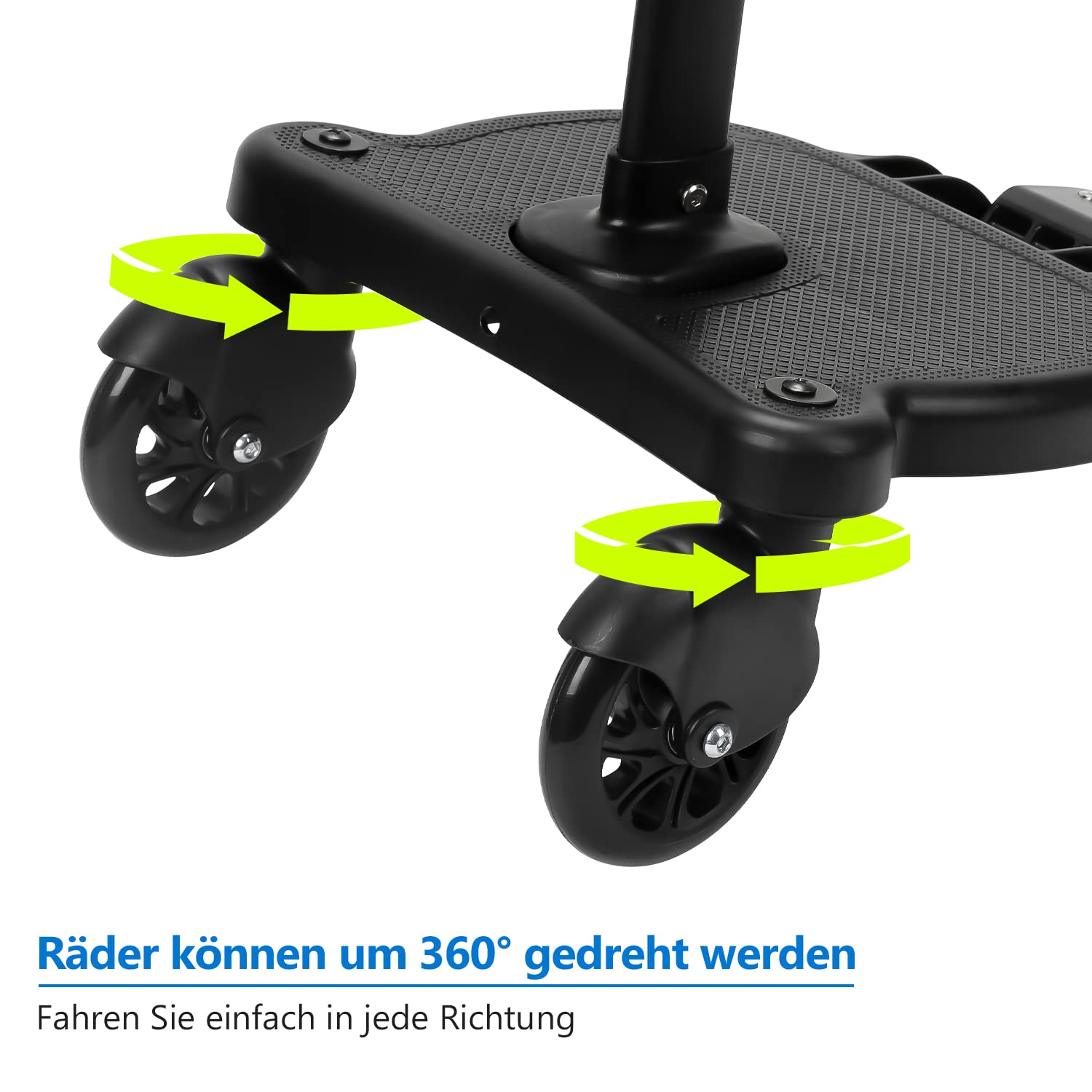 Tubiaz Passeggino con sedile, Pedana universale per bambini, design a due ruote a 360°, accessori per passeggino, adatto per ogni passeggino (nero)