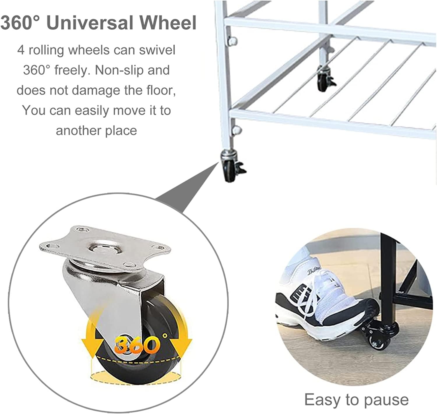 D Tappetino da yoga mobile Sto Cart con ruote e maniglia supporto per rotolo in schiuma di metallo per palestra, studio, sala fitness, ideale per scuole e salotti