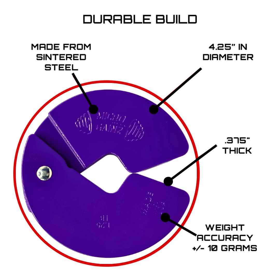 Micro Gainz Dumbbell Fractional 1.25lb Weight Plate, Ideal for Micro Loading, (Choose Color) 2 Piece Fractional Weight Plates, Designed for Dumbbell Training, Made In USA (Purple)