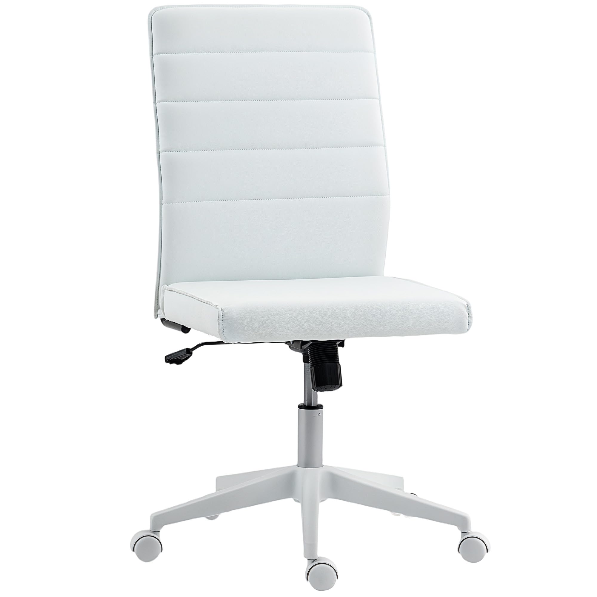 HOMCOM Sedia Ufficio Girevole in Pelle PU con Funzione Dondolo Bianco
