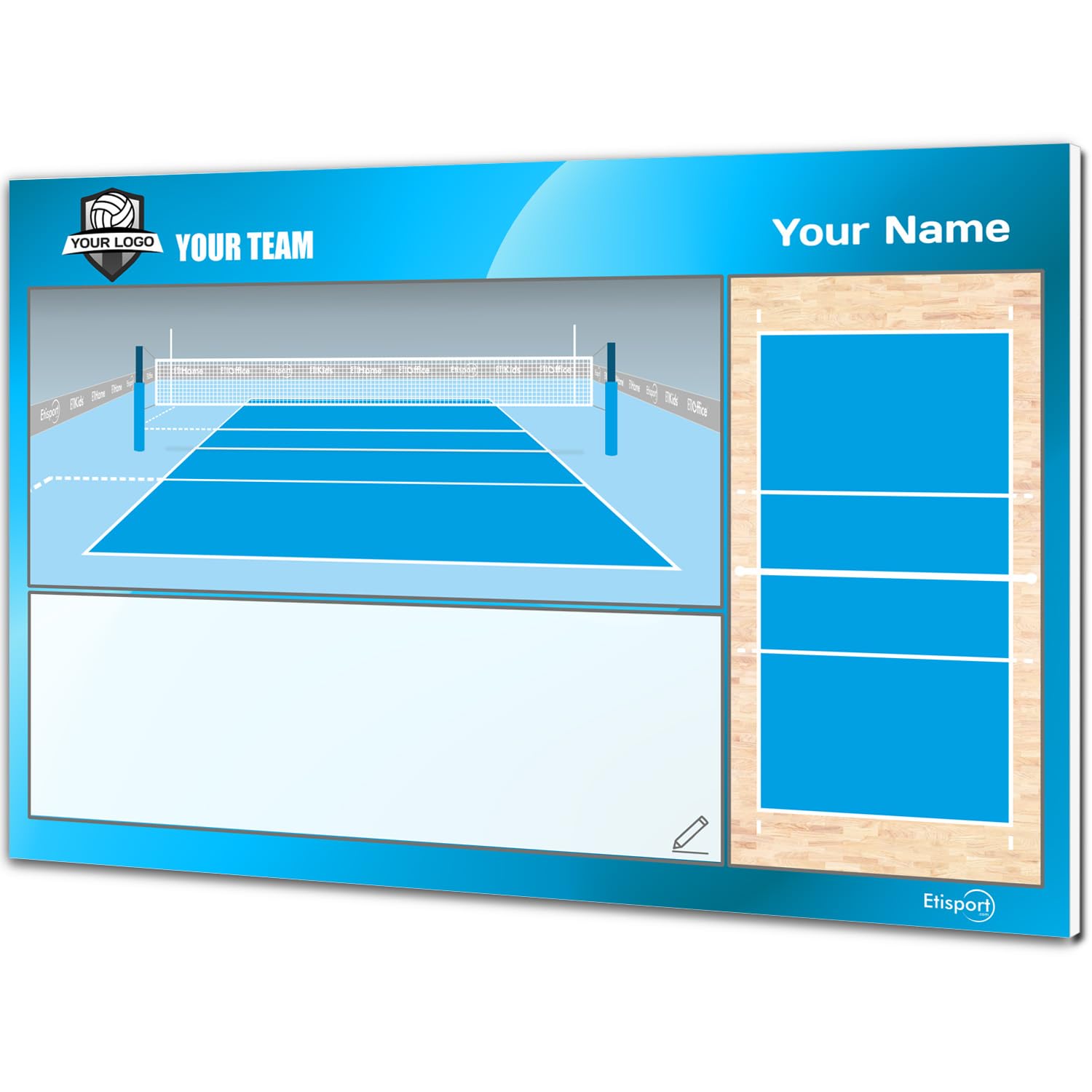 Lavagna Tattica per Pallavolo. Personalizzata con Nome, Logo o Club. Doppia Faccia, Pennarelli Cancellabili a Secco. 30,5 x 20,5 cm