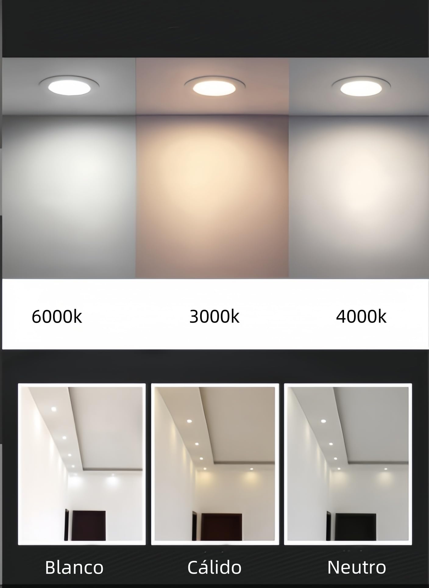 ONSSI Foco Downlight LED de Techo 30W 2800lm, Cobslim Led Circular Φ230mm Marco Blanco Empotrado Blanco Frío 6000K