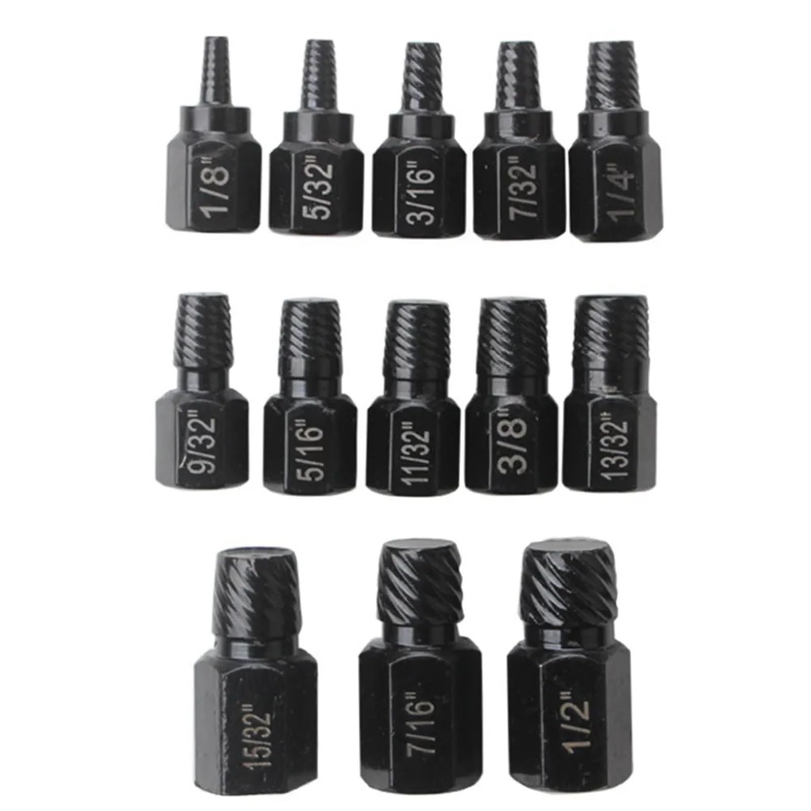 Kit d'extraction de vis 13 pièces en Acier allié pour vis endommagées, Jeu de forets métalliques faciles à Retirer, extracteur de vis Multi-cannelures