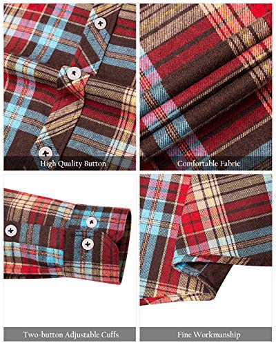 Alimens & Gentle Men's Button Down Regular Fit Long Sleeve Plaid Flannel Casual Shirts Multicoloured