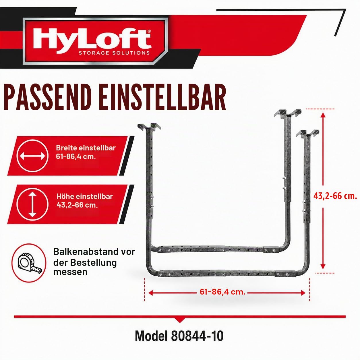 HyLoft 80844-10 86,4 x 66 cm Verstellbare Garagen-Deckenhalterung Lagerregal Kit – Hammertone