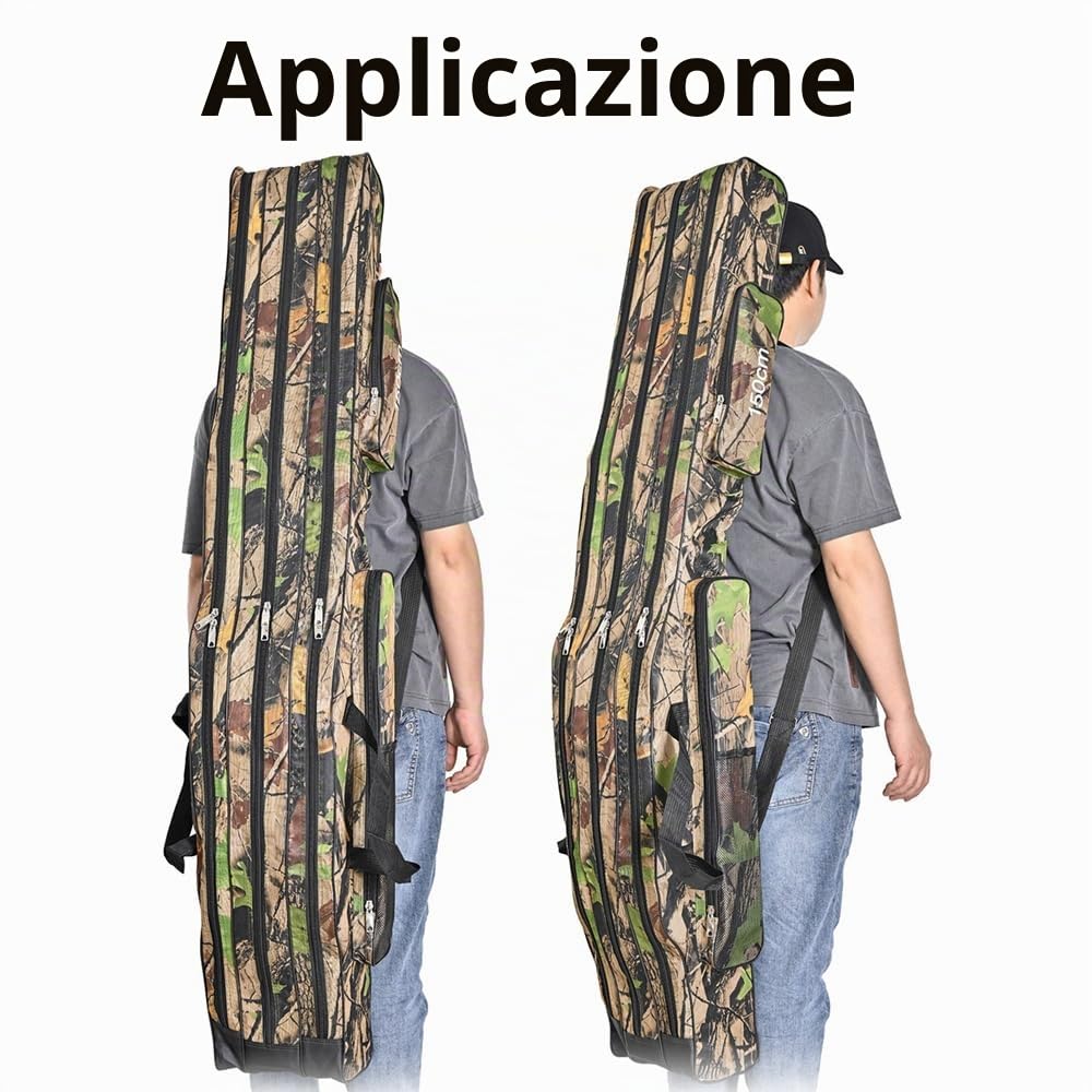 Borsa per canna da pesca, borsa da pesca portatile a 3 strati di grande capacità, borsa porta-attrezzi da pesca per canna da pesca, esche artificiali, esca, attrezzatura da pesca in mare, 150 cm