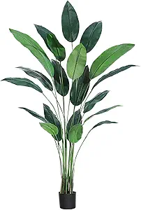 Artificial Bird of Paradise Plant 7FT(84in) Fake Palm Tree for Indoor Outdoor Modern Decor Faux Plants for Home Office Perfect Housewarming Gift with 20 Trunks Faux Leaves 1 Pack