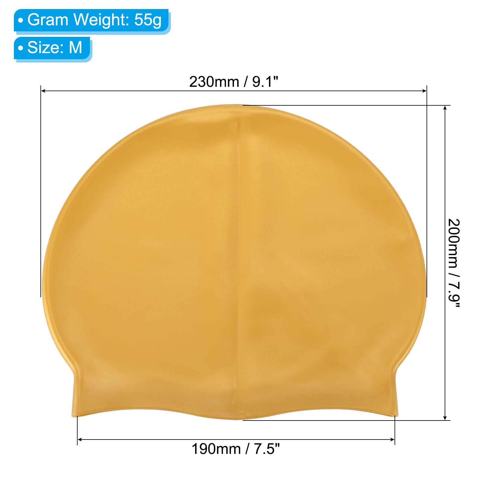 PATIKIL Silicone Swim Cap, Waterproof Swimming Hat Non-Slip Adult Swimming Caps for Women and Men Swim Training Racing, Gold Tone