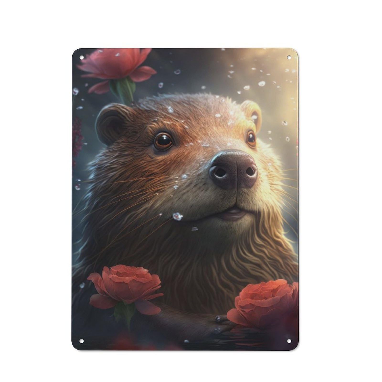 Junmoney Cute Beaver Shed Style Metal Wall Decor 40X30cm, Tin Sign For Conservatory, Home Bar Or Utility Room