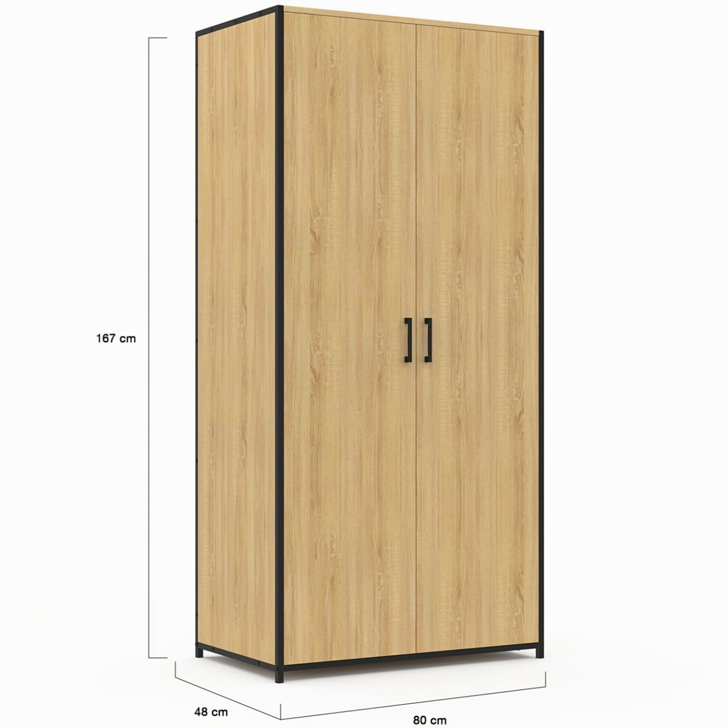IDMarket - Armario de 2 puertas Detroit armario de 80 cm con estantes de almacenamiento de gran capacidad, diseño industrial