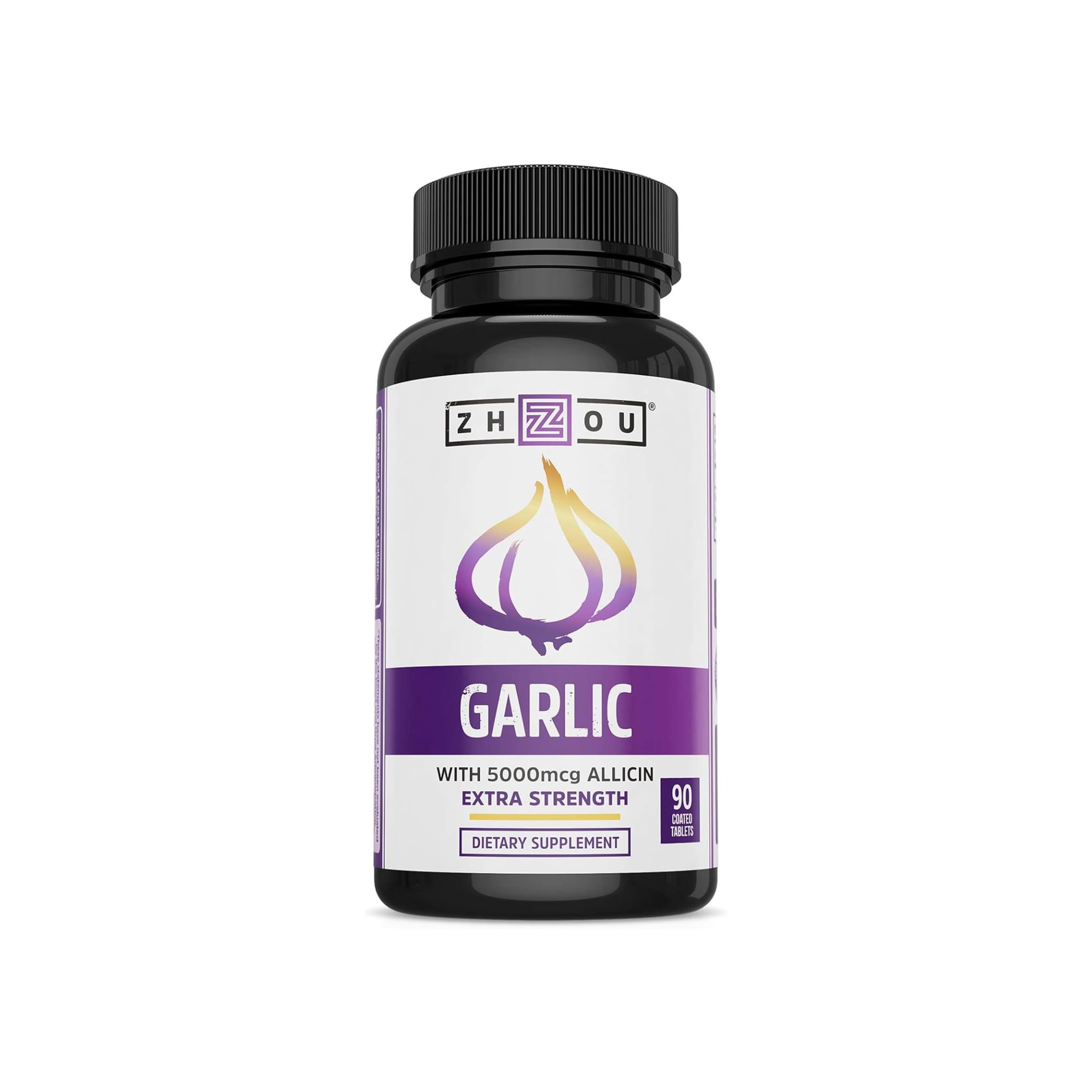 Zhou Nutrition Garlic Supplement With Allicin, Extra Strength 5000mcg Allicin Per Serving, Support Immune System, Blood Pressure And Cholesterol Health, 90 Servings