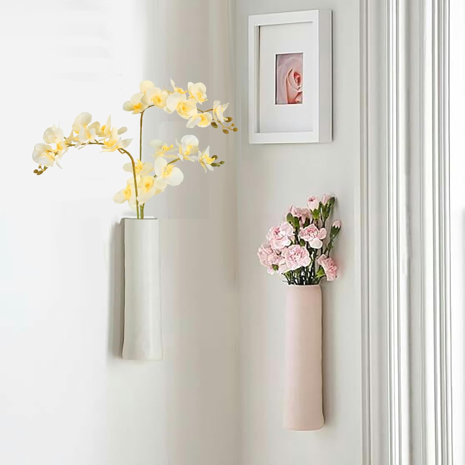 38 Inch Orchids Artificial Flowers 6 PCS Fake Orchids Velvet Silk Orchids Faux Orchid Flowers Long Stem Artificial Flowers for Tall Vase for Home Wedding Decoration(Champagne)
