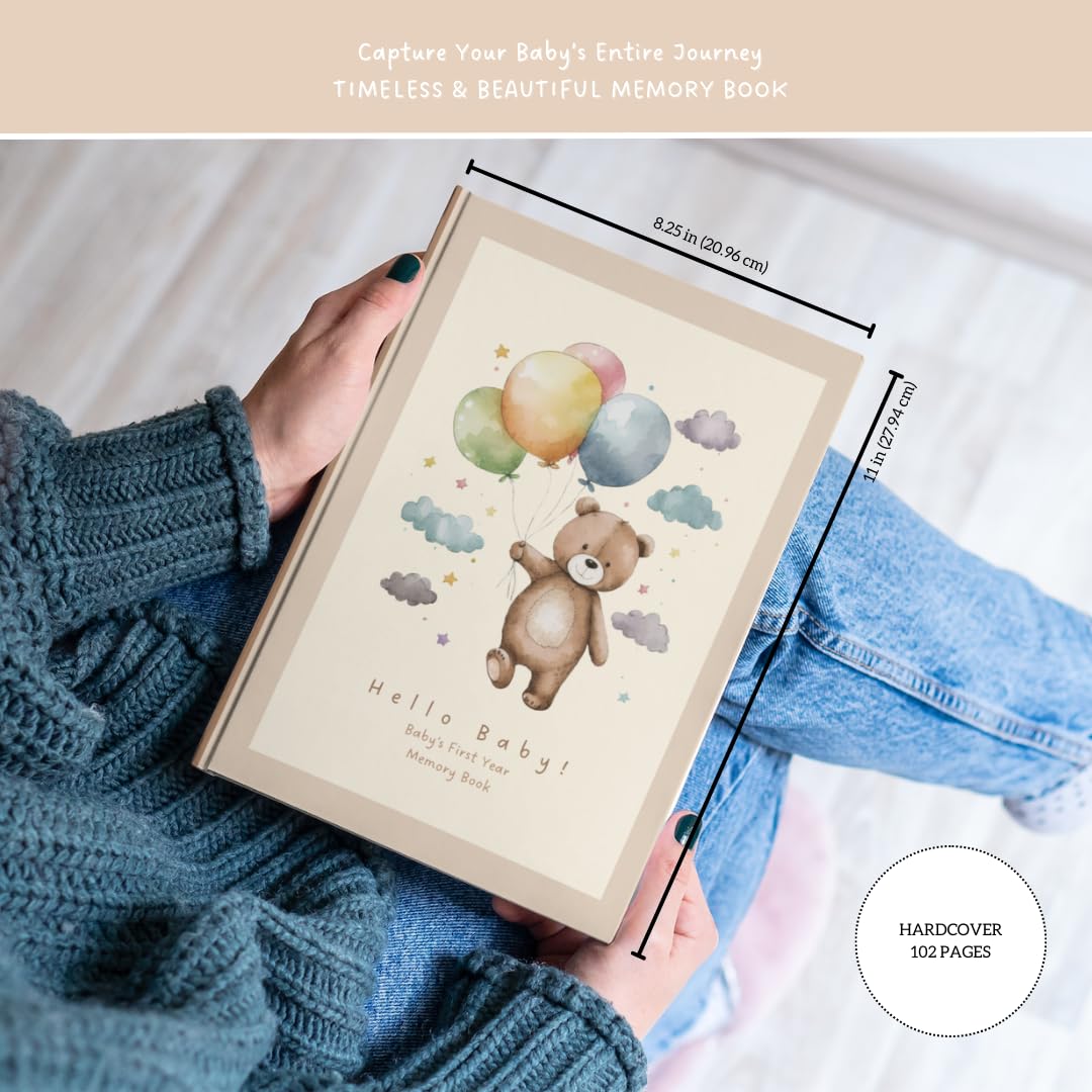 Hello Baby! Baby's First Year Memory Book: Teddy Bear Baby Album for New Parents Keepsake