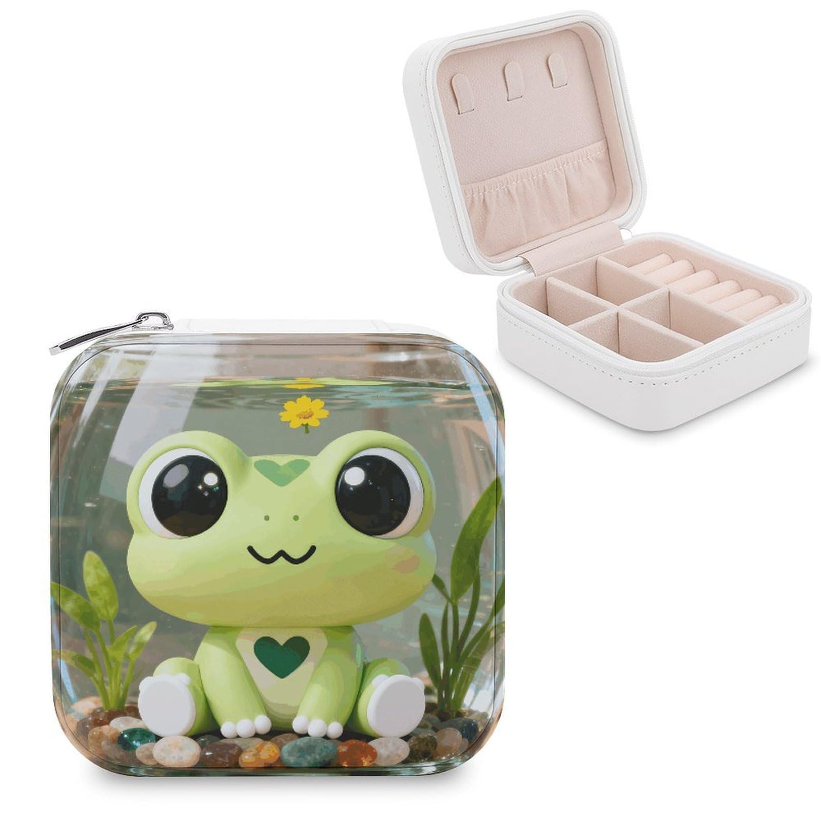 VstaDank Frog Jewelry Box Beautiful Portable Ring Boxes Cute Large-Capacity Jewelry Case Jewelry Organizer for Mothers Gifts for Earrings Rings Hand Bracelet