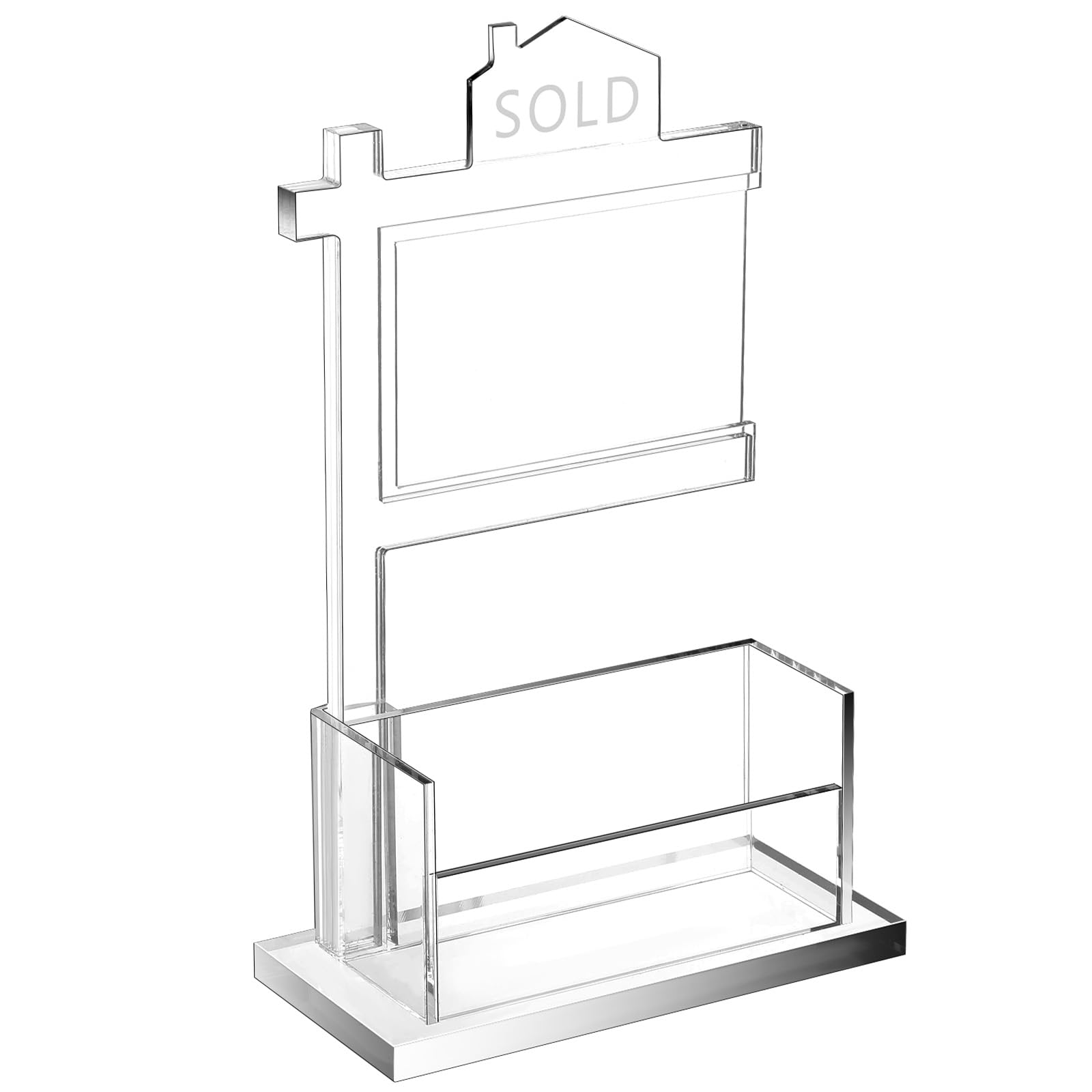 Chunful Real Estate Business Card Holder Acrylic Clear Real Estate Agent Gifts Open House Supplies Sold Sign Holder Business Card Display Stand Holds 3.5 x 2 Inch for Office Reception(Fashion)